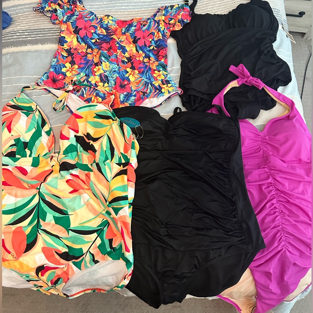 Lot of 5 Plus Size one-piece Swimsuits (Sizes 24-26)